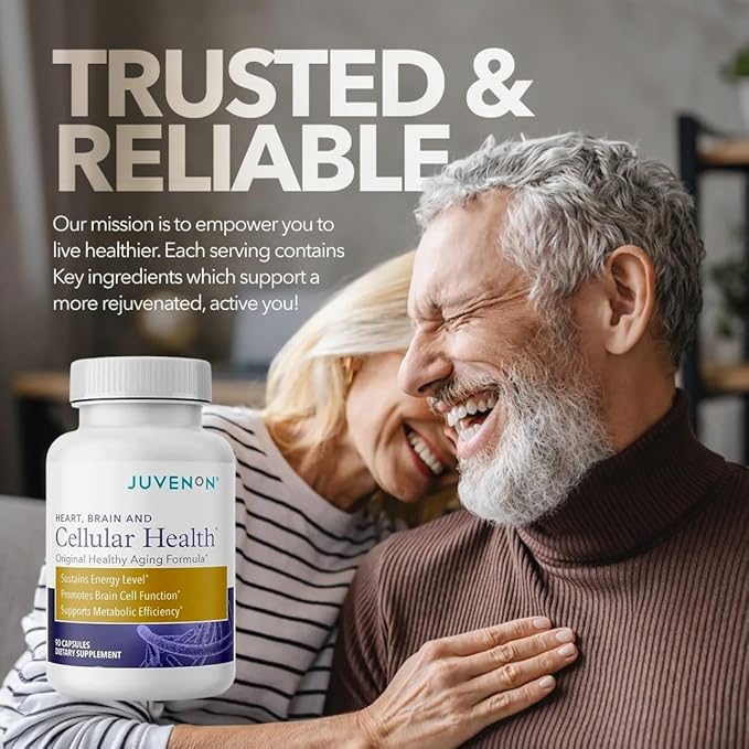 Juvenon Cellular Health Supplement - Energy Focus &amp Healthy Aging for Heart Brain Cell &amp Metabolism | Acetyl L-Carnitine ALCAR Alpha Lipoic Acid ALA Biotin | NAD+ Support Capsules 90 Cou