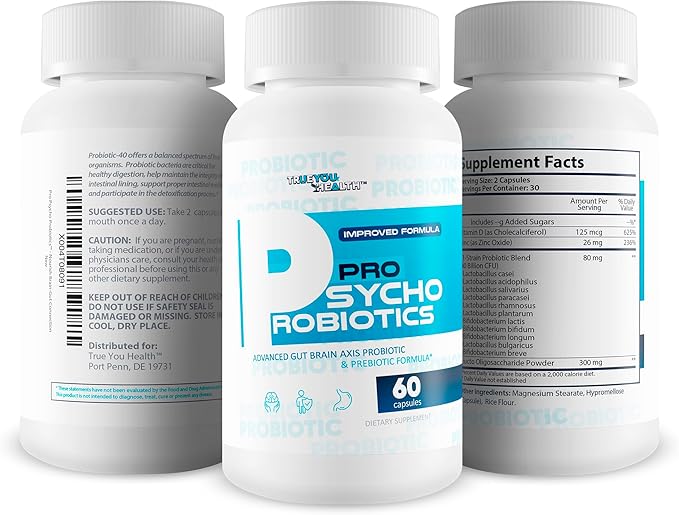 Pro Psycho Probiotics - Our Best Mood Supplement &amp Gut Brain Axis Supplement - Happy Brain Probiotics with Vitamin D - Happy Mood Pills for Women Men Psychobiotics Probiotic Mental Health Suppleme