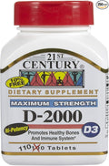 21st Century Vitamin D-2000 Tablets - 110 ct Pack of 5