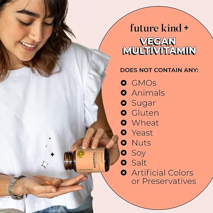 Future Kind Multivitamin Bundle - Vegan Complete Multivitamin and Vegan Essential Multivitamin - Vegan Vitamin B12 Omega 3 and Vitamin D3 - Complete Multivitamin 42 Vitamins in 1 for Men and Women