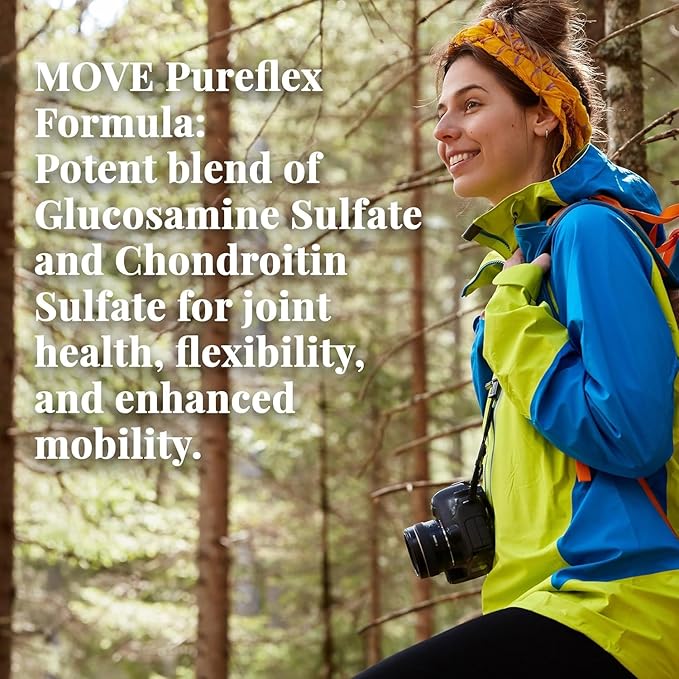 Basic Brands -Move Pureflex Glucosamine Chondroitin 120 Capsules – Joint Support Supplement for Cartilage Mobility &amp Flexibility – Glucosamine Sulfate &amp Chondroitin Sulfate – Made in USA