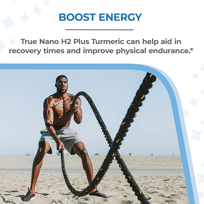 True Nano H2 with Turmeric by H2 Universe | Molecular Hydrogen with Active Hydrogen Nanobubbles Boosts Energy Powerful Antioxidant| 60 Capsules
