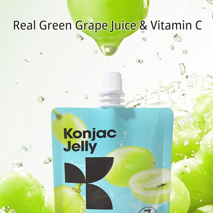 Hethstia Konjac Jelly Green Grape Flavor with Collagen Peptides 10 Packs and Konjac Fettuccine Gluten Free 12 Packs Low Calorie Keto Sugar Free Healthy Food