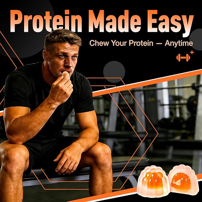 Whey Protein Gummies with BCAA 2:1:1 10g Protein per Serving for Men &amp Women Low Calorie Sugar Free Orange Flavor 120 Count