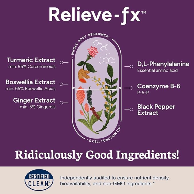 PPO Lab BioAssist® Relieve-Fx + Immune-fx Recovery Relief Joint Detox Mood Immune Pulmonary Lung Support Supplement Factors Clean Certified® Non-GMO