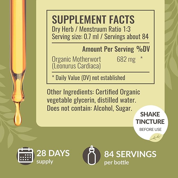 HERBAMAMA Herbal Liquid Drops Kit - Bundle of Motherwort Extract &amp Ashwagandha Tincture 2 fl oz - Vegan Non-GMO Sugar &amp Alcohol-Free - 2 Pack