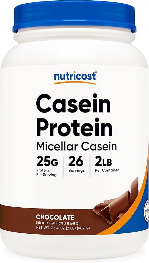 Nutricost Casein Protein Powder 2lb Chocolate - Micellar Casein Gluten Free Non-GMO