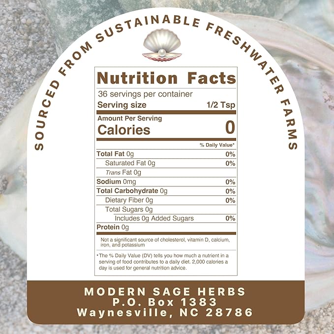 2.5oz Pure Pearl Powder 10:1 Super Concentrated Extract. 36 Servings. Supplement for Collagen Anti-Aging and Antioxidant production. Supports Skin Eyes Nails Radiant Beauty by Modern Sage Herbs.