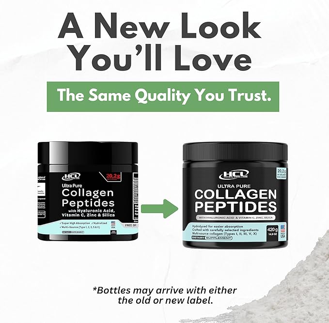 Collagen Peptides Powder with Vitamin C &amp Hyaluronic Acid - from Organic Cleanest Sources &amp Super High Absorption - Hydrolyzed Multi Type I II III V X - Skin Hair Supplement Made in USA