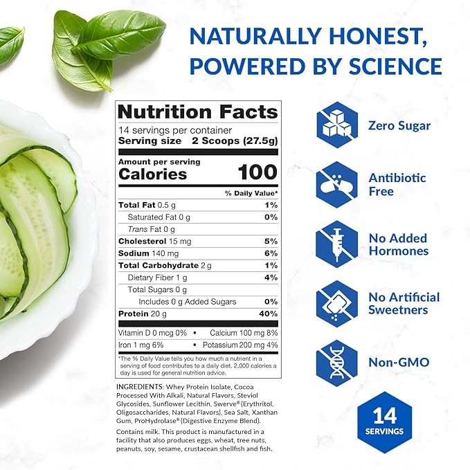 BioTrust Low Carb Lite 20 Grams of Grass-Fed Whey Protein Isolate 100 Calories ProHydrolase Digestive Enzymes Non-GMO Free from Soy and Gluten rBGH-Free (14 Servings) (Chocolate Ice Cream)
