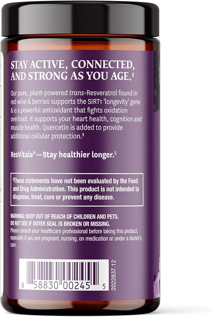 ResVitále Resveratrol 500 mg - Resveratrol Supplement for Men and Women - 30 Veggie Capsules