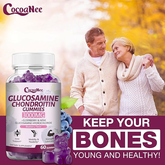 3 Packs 3000MG Glucosamine Chondroitin Gummies Extra Strength Joint Support Supplement with MSM &amp Elderberry Flexibility Antioxidant Immune Support Gummy for Adults Men &amp Women 180Cts
