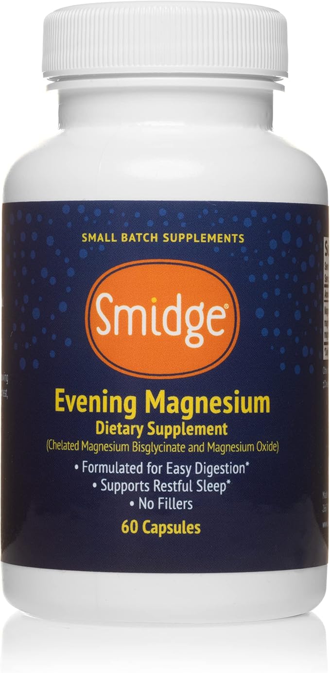 Smidge® Evening Magnesium Capsules 60 ct. Pure Non-GMO Magnesium Supplement to Support Rest &amp Relaxation.