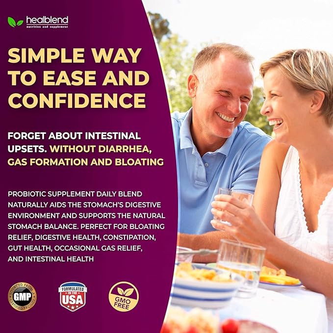 healblend Probiotic Caps Dietary Supplement Capsules Probiotic for Women and for Men Digestive Health Immune System Support Non-GMO Gluten-Free 120 Veg Caps (3)