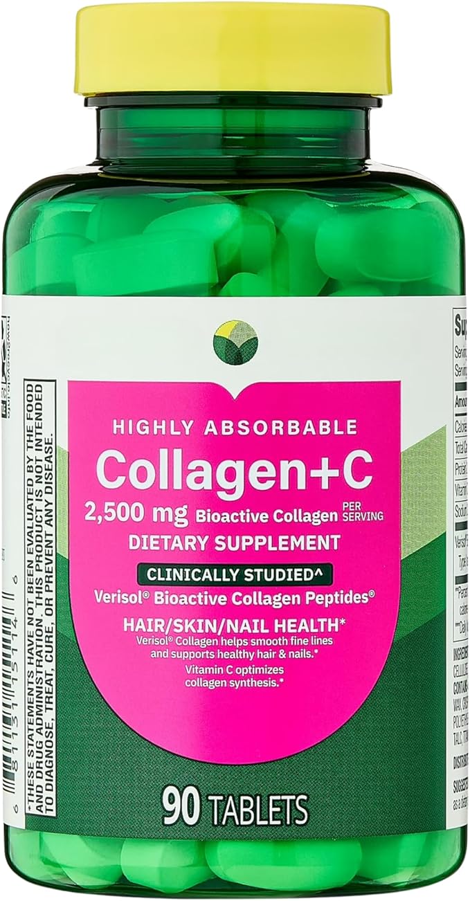 KP+ Collagen | Collagen + C 2500 mg | 90 Tablets | Supports Hair Skin &amp Nail Health | Bioactive Collagen Peptides + Vitamin C Supplement | Pack of 2