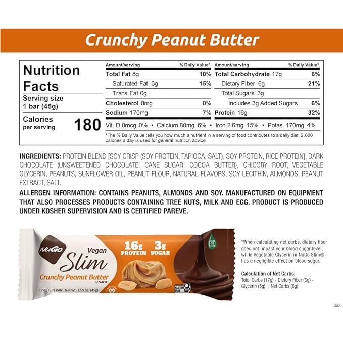 NuGo Slim 12ct Variety 16-17g Protein 3g Sugar High Fiber Low Net Carb Keto Friendly Gluten Free