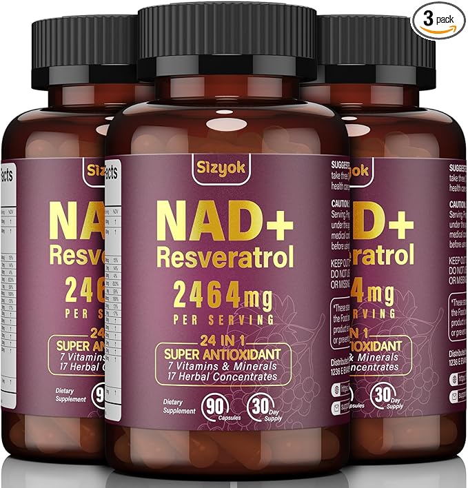 NAD+ Supplement 1100mg Pure Organic Liposomal NAD+ Resveratrol Supplement for Women and Men Support NAD+ Levels3 Packs