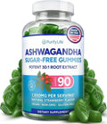 Sugar-Free Ashwagandha Gummies for Stress Sleep &amp Mood Support - High-Potency 30:1 Ashwagandha Supplement Extract - Vegan Adaptogen Supplement for Women &amp Men Natural Flavor Plant-Based 90