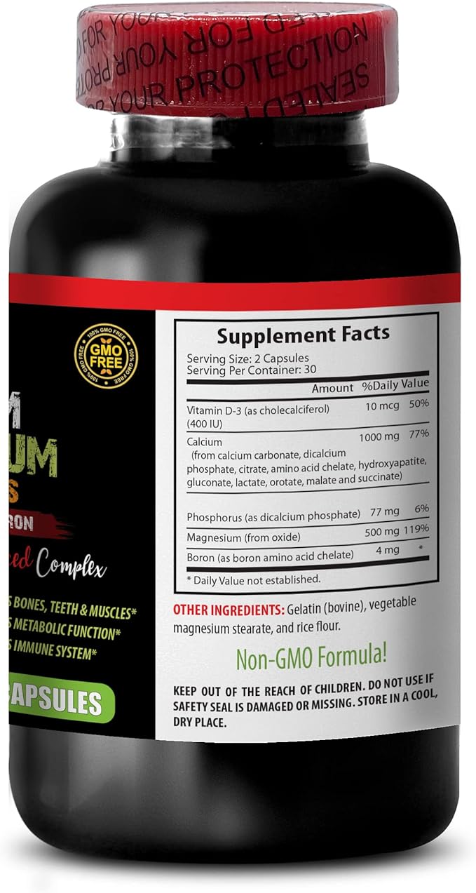 Magnesium Benefits - Calcium Magnesium Phosphorus - Calcium Magnesium Phosphorus Supplement Calcium Citrate Supplement Magnesium for Sleep Phosphorus Health Benefits 2 Bottles 120 Capsules