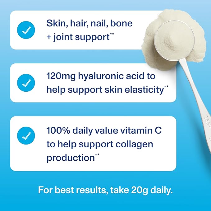 Vital Proteins Collagen Peptides Powder Advanced with Hyaluronic Acid &amp Vitamin C Collagen Supplements Unflavored 12 Servings
