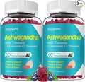 2 Pack Ashwagandha Gummies Support for Immunity Relaxation Calm Mood &amp Zzz Ashwagandha Supplements for Men &amp Women Natural Blueberry Flavor 120 Count