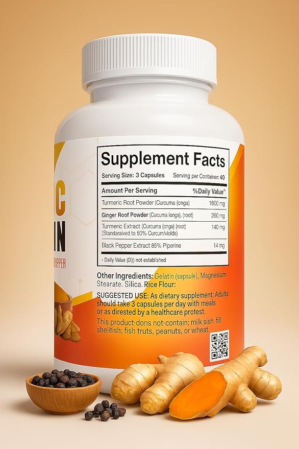 VITAMISAN Turmeric Curcumin 2100mg with Ginger &amp Black Pepper – 2 Pack (120 Capsules Each) – Herbal Supplement for General Wellness – Non-GMO – Made in USA