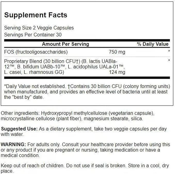 Swanson Ultra Probiotic for Seniors 30 Billion Cfu 60 Veg Capsules