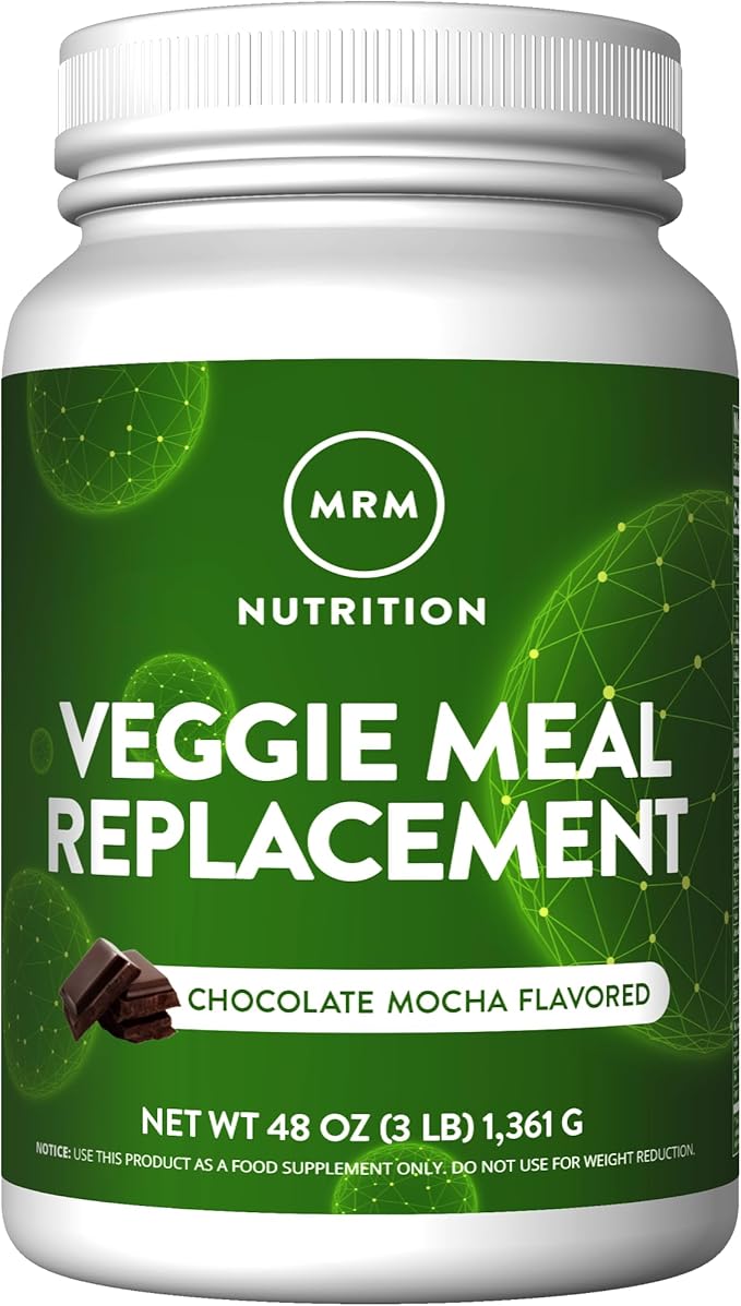 MRM Nutrition Veggie Meal Replacement Protein - Chocolate Mocha Flavored 22g Vegan Protein for Women &amp Men Macronutrient Formula with Enzymes &amp Amino Acids - 28 servings