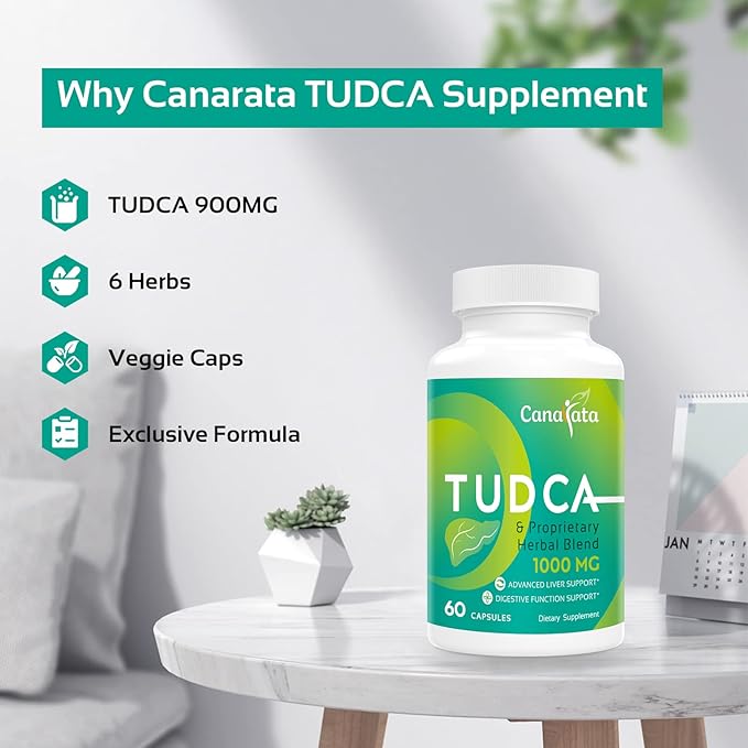 TUDCA Liver Support Supplements 1000mg - 60 Vegan CapsulesTUDCA Bile Salts with Milk Thistle Herbal Blend Formula for Cleanse Detox &amp Repair