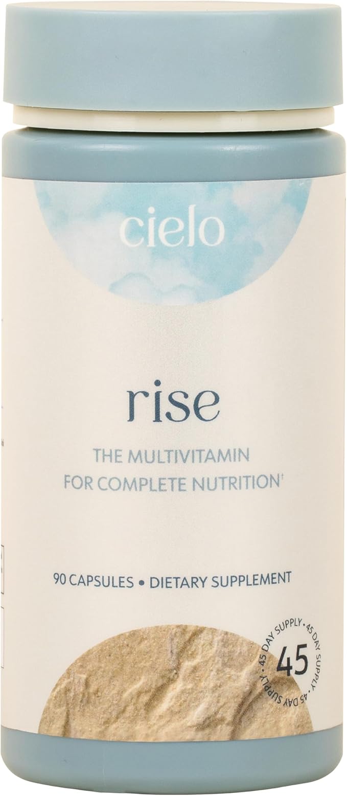 Cielo Rise Multivitamin for Women and Men - Vitamin A C D3 E K2 &amp More - Magnesium Glycinate Citrate and Malate for Digestive Support - Complete Daily Nutrition (45 Day Supply)