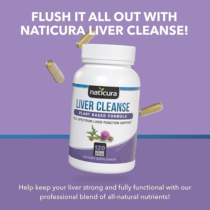 Liver Cleanse Plant-Based Formula - Vegan Full Spectrum Supplement with Milk Thistle Vitamin C and Zinc for Liver Function and Immune Support - 120 Capsules - No Fillers or GMO - Made in USA