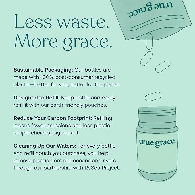 True Grace One Daily Women’s Multivitamin Fermented Minerals Organic Adaptogens &amp Mushrooms Whole Body Balance Immune Energy Beauty Support - Non-GMO Gluten Free Soy Free - 90 Vegan Tablets