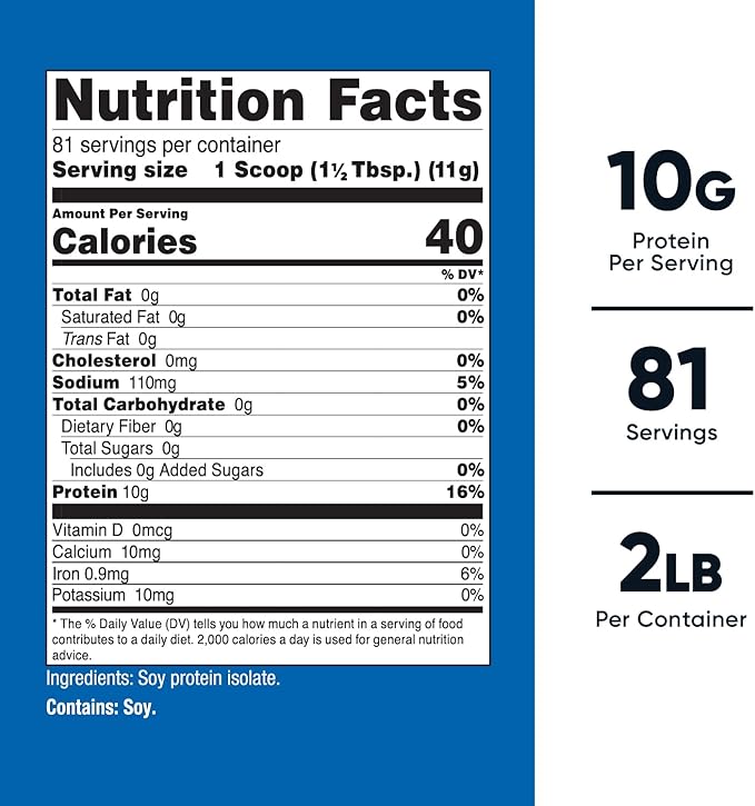 Nutricost Soy Protein Isolate Powder 2 LB Unflavored - 10 Grams of Protein Per Serving Vegan GMO-Free &amp Gluten Free