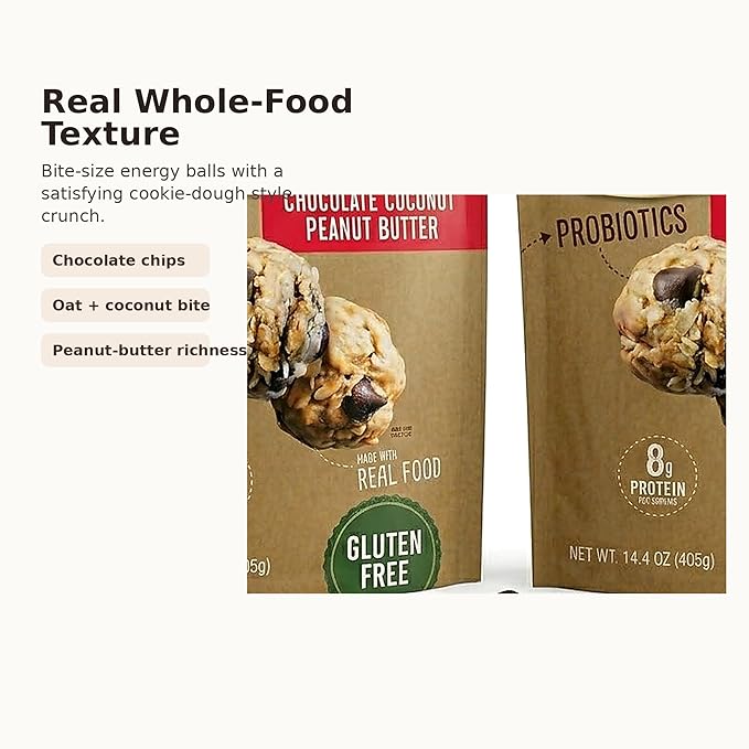 Protein Balls Cookie Dough Flavor - 8g Protein Energy Bites with Probiotics Gluten Free Healthy Snacks 14.4oz 2-Pack