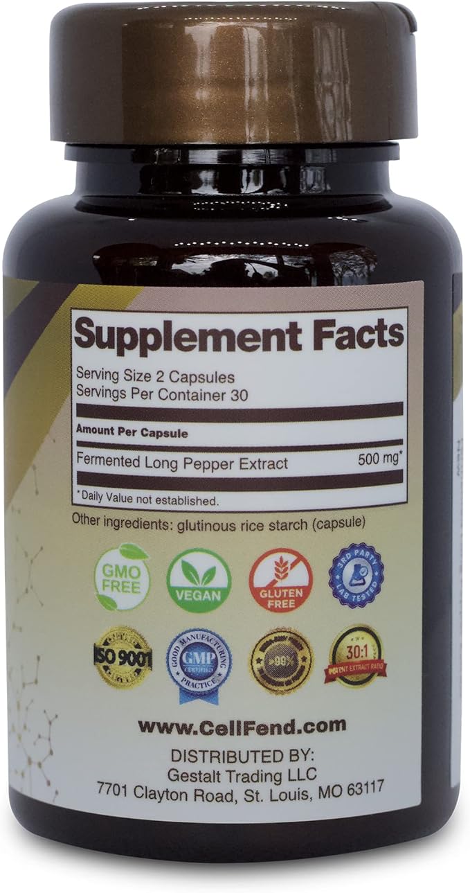 Senolytic Supplement Piperlongumin Aging Supplement - Supports Optimal Cell Repair &amp Rejuvenation Naturally Eliminate Zombie Cells 1 Month Supply