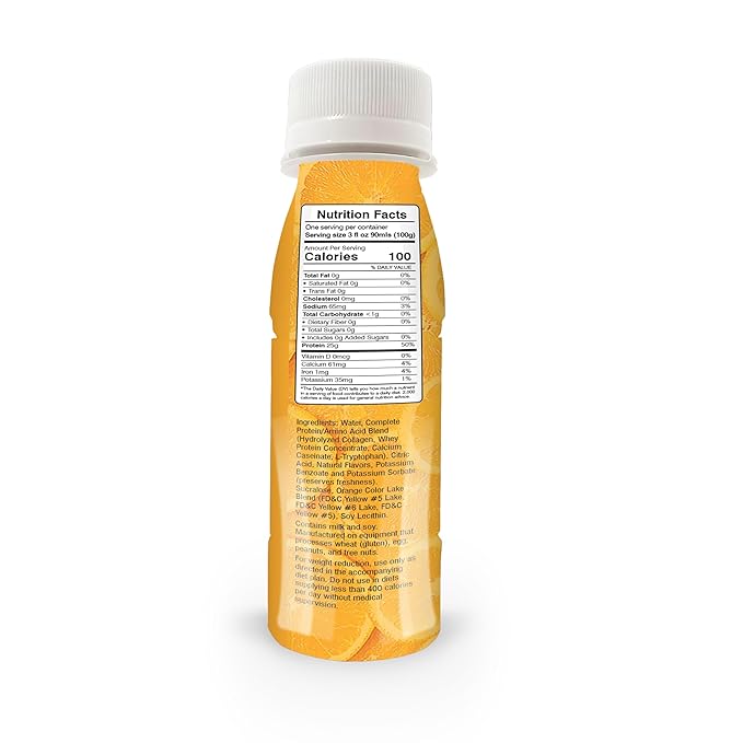 BariatricPal Ready-To-Drink 25g Whey Protein &amp Collagen Power Shots - Tropical Orange (48 Bottles)