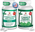 Collagen Type 2 with Chondroitin &amp Hyaluronic Acid + Chanca Piedra Capsules – Skin Hair &amp Nail Care Herbal Wellness Gallbladder &amp Kidney Support 120 Vegetable Capsules for Daily Use