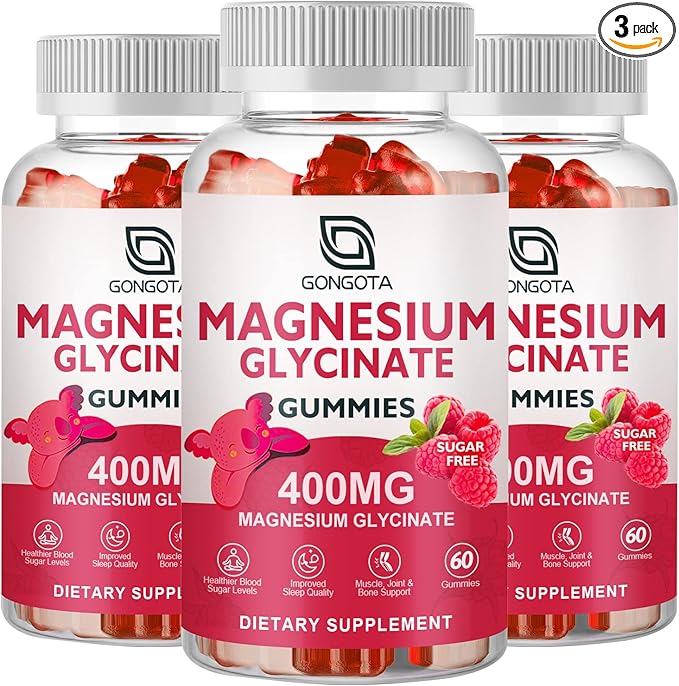 Magnesium Glycinate Gummies 400 mg with 100 mg Composite magnesium - Chelated Magnesium Potassium Supplement with Vitamin D B6 Supports Calm Sleep Memory &amp Muscle CrampsSugar Free - 180 Gummie