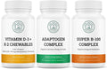 Adaptogen Complex Vitamin D3+K2 Chewables &amp Super B-100 Complex Bundle