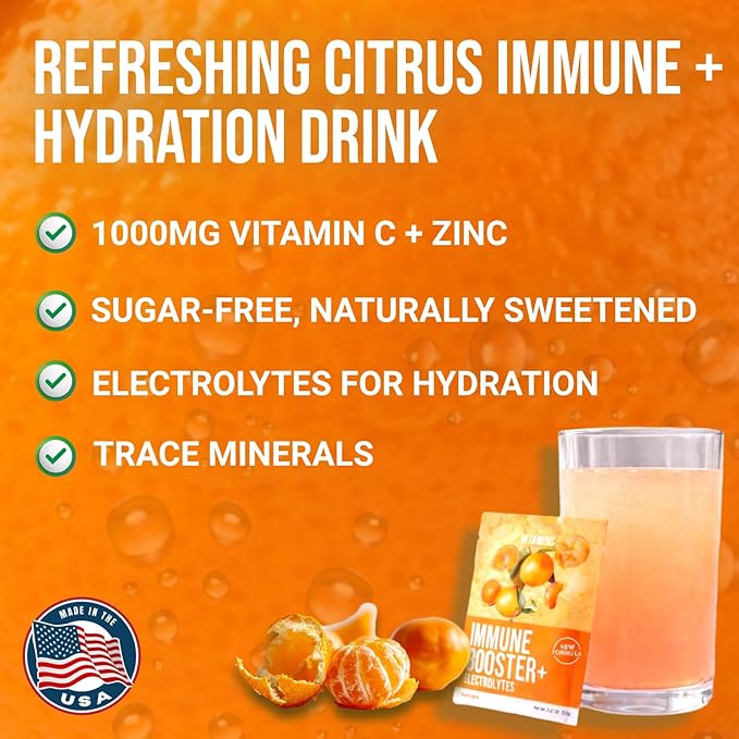Dr. Price’s Electrolyte &amp Vitamin C Powder Packets – Immune Support Mandarin 20 Packs | 1000mg Vitamin C + Zinc 72 Trace Minerals | Sugar-Free Doctor-Formulated for Kids &amp Adults Made in