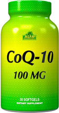 ALFA VITAMINS CoQ10 with 100 Mg - Natural Nutrient Known as Coenzyme Q-10 Ubiquinone. Promotes Heart Support - Healthy Antioxidant - Healthy Energy Levels - 30 Softgels