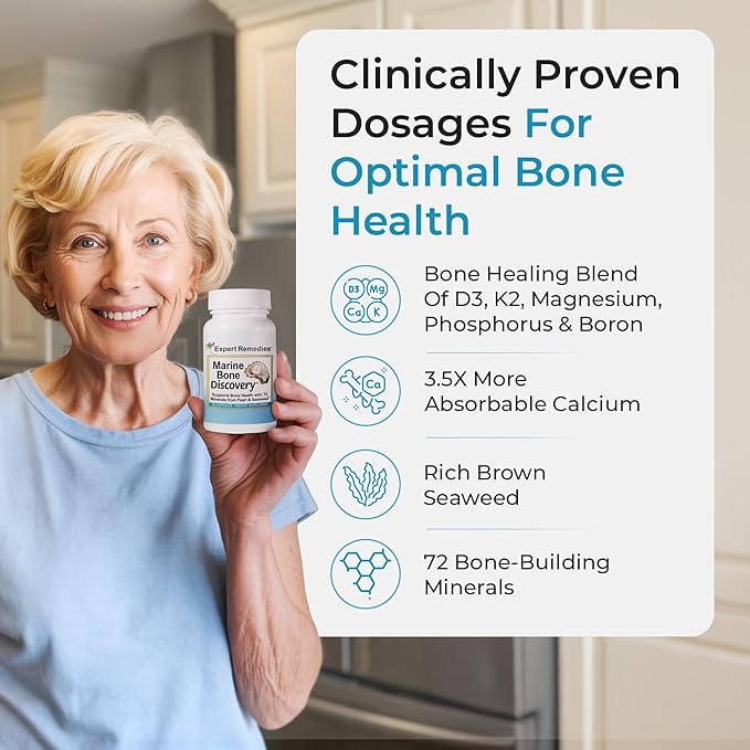 Marine Calcium Bone Density Supplement 3.5X Absorbable Pearl Calcium &amp Icelandic Marine Algae with Magnesium Vitamin D3 K2 &amp More Organic Holistic Alternative Astronaut Endorsed - 30 Day
