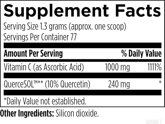 Designs for Health Quercetin-Ascorbate Powder - 240mg QuerceSOL™ Supplement - Vitamin C to Help Support Normal Histamine Response - Easy Drink Add-in Vegan (77 Servings / 100g)