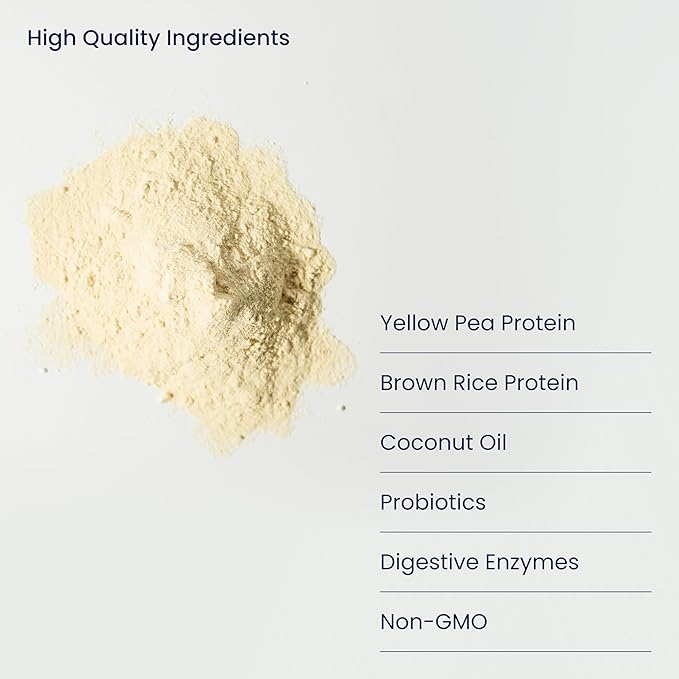 Nourify Plus Plant-Based Protein Shake - All Natural Vegan Protein Powder High Protein &amp Low Sugar Gluten Free Soy Free &amp Dairy Free Vanilla Protein Powder (27.7 oz)