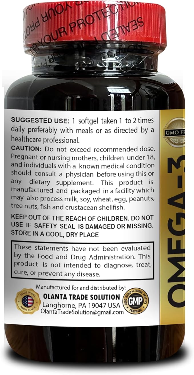 Fish Oil Omega 3 Supplements - Immune Support Supplement Fish Oil Omega 3 Fatty Acid Omega 3 Supplement for Healthy functionality Brain Support - 2 Bottles 120 Capsules