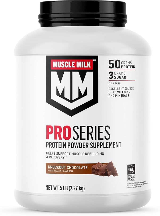 Muscle Milk Pro Series Protein Powder Supplement Knockout Chocolate 5 Pound &amp Pro Advanced Nutrition Protein Shake Knockout Chocolate