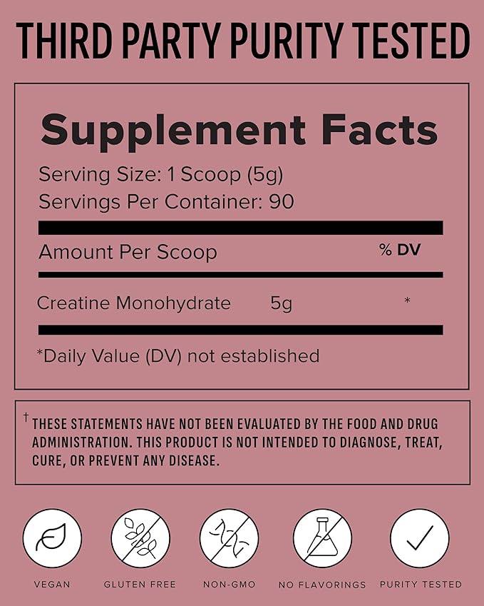 Truvani Creatine Monohydrate Powder | 5g Pure Creatine Per Serving | Third Party Tested | 90 Servings | Supports Strength and Cellular Energy | No Fillers | Women and Men