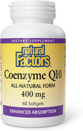 Natural Factors Coenzyme Q10 - Antioxidant Support Supplement Supports Cellular Energy Production - Better Absorption Aids Healthy Heart Function - 400 mg 60 Softgels (60 Servings)