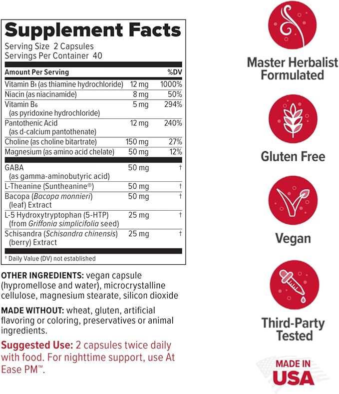 Redd Remedies At Ease Supports Relaxation and Stress Resistance 80 Vegan Capsules