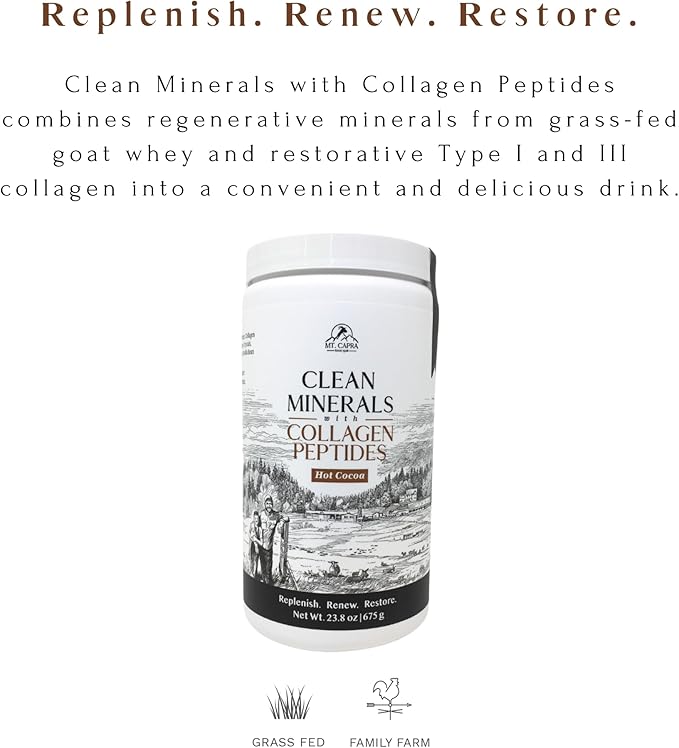 Mt. Capra Clean Whey Protein (Unsweetened) and Clean Minerals with Collagen Peptides (Hot Cocoa)